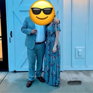 Lulu’s Blue/Gray Floral Maxi Dress